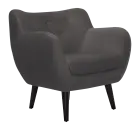 MONARCH - 1, křeslo, tmavé dřevo, čalouněné, látka tmavě šedá